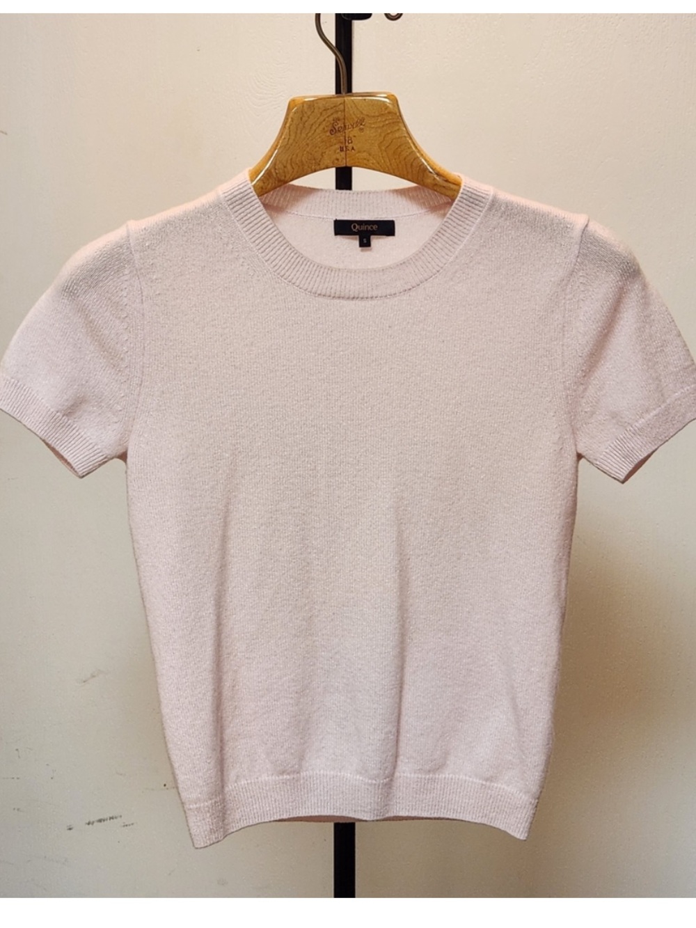 Quince Light Pink Mongolian Cashmere Tee